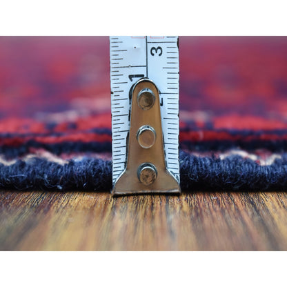 Tribal & Geometric Wool Hand Knotted Rug Red Navy Blue 3.3X4.10 -O067957