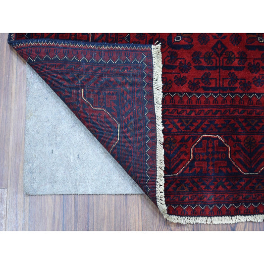 Tribal & Geometric Wool Hand Knotted Rug Red Goji Berry 3.3X4.8 -O067958