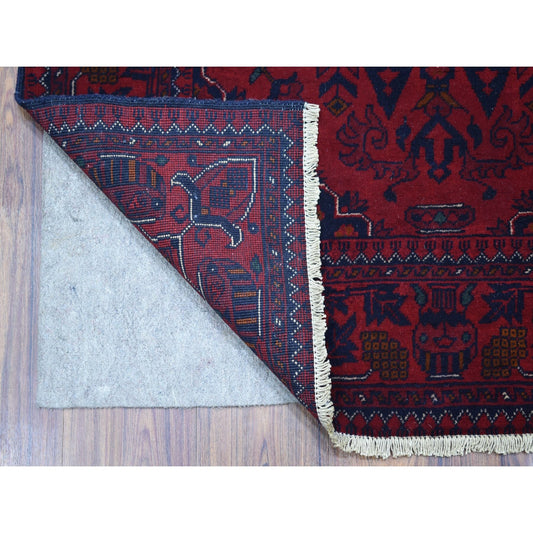 Tribal & Geometric Wool Hand Knotted Rug Red Goji Berry 3.4X4.8 -O067959