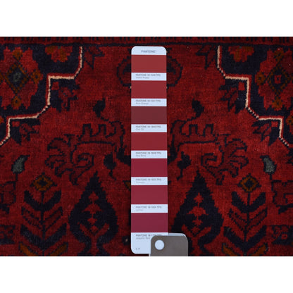 Tribal & Geometric Wool Hand Knotted Rug Red Goji Berry 3.4X4.8 -O067959