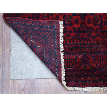 Tribal & Geometric Wool Hand Knotted Rug Red Goji Berry 3.3X4.10 -O067960