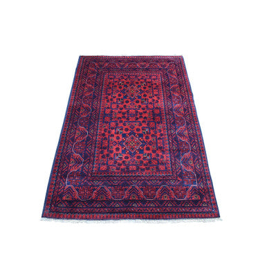 Tribal & Geometric Wool Hand Knotted Rug Red Red 3.3X5.0 -O067961