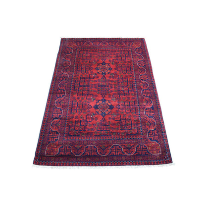 Tribal & Geometric Wool Hand Knotted Rug Red Red 3.4X4.10 -O067964