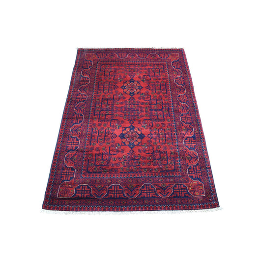Tribal & Geometric Wool Hand Knotted Rug Red Red 3.4X4.10 -O067964