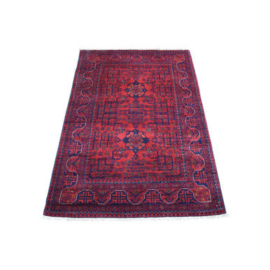 Tribal & Geometric Wool Hand Knotted Rug Red Red 3.4X4.10 -O067964