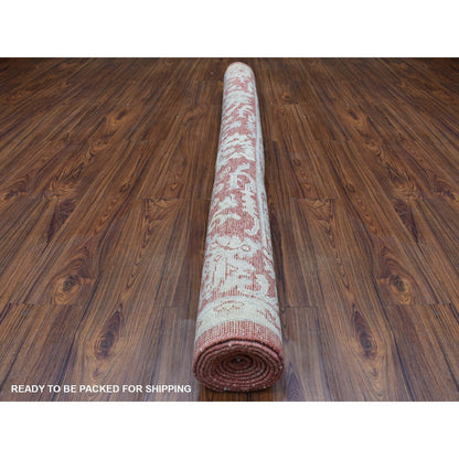 Oushak And Peshawar Wool Hand Knotted Rug Red Burnt Ochre 6.0X9.0 -O067987