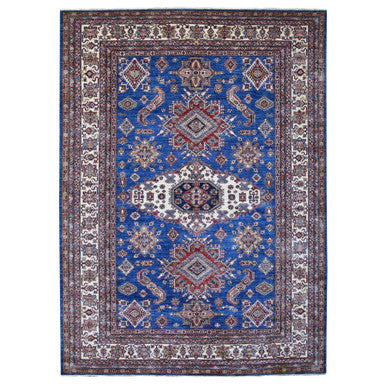 Kazak Wool Hand Knotted Rug Blue Ivory 8.10X12.0 -O067995
