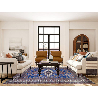 Kazak Wool Hand Knotted Rug Blue Ivory 8.10X12.0 -O067995