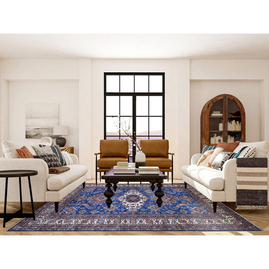 Kazak Wool Hand Knotted Rug Blue Ivory 8.10X12.0 -O067995