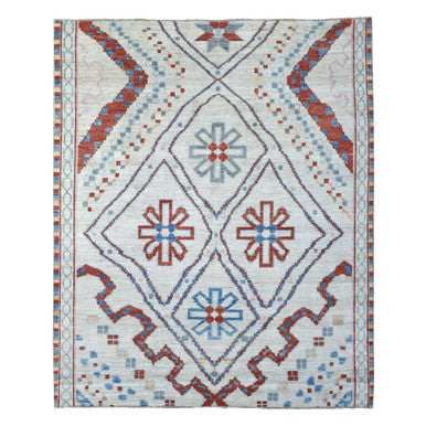 Tribal & Geometric Wool Hand Knotted Rug Beige No Border 8.2X9.8 -O068011