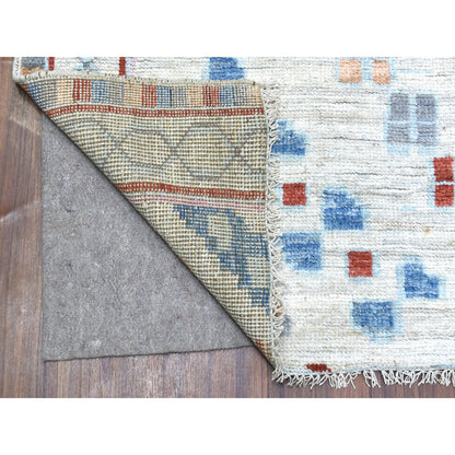 Tribal & Geometric Wool Hand Knotted Rug Beige No Border 8.2X9.8 -O068011