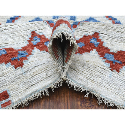 Tribal & Geometric Wool Hand Knotted Rug Beige No Border 8.2X9.8 -O068011