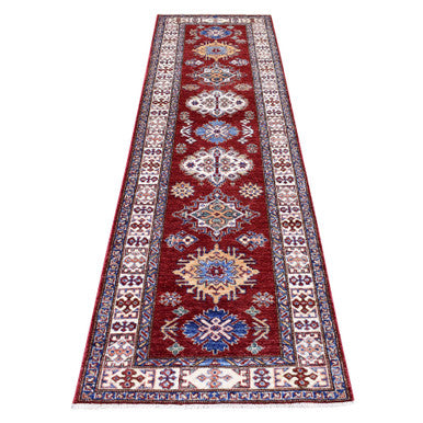 Kazak Wool Hand Knotted Rug Red Ivory 2.7X8.10 -O068029