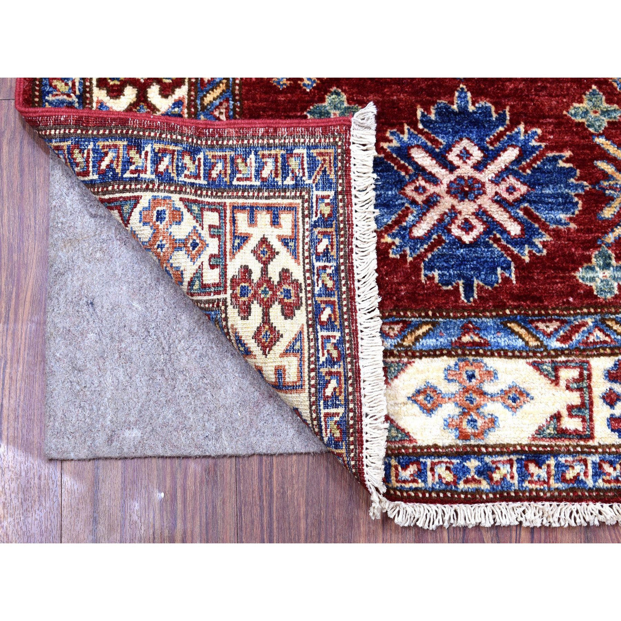 Red 2'7" x 8'10" Kazak Hand knotted Wool Rug - Sku: O068029