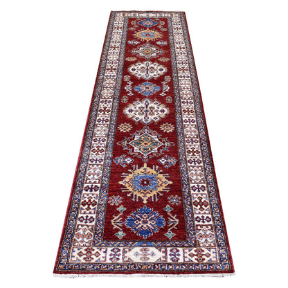 Kazak Wool Hand Knotted Rug Red Ivory 2.6X8.10 -O068034