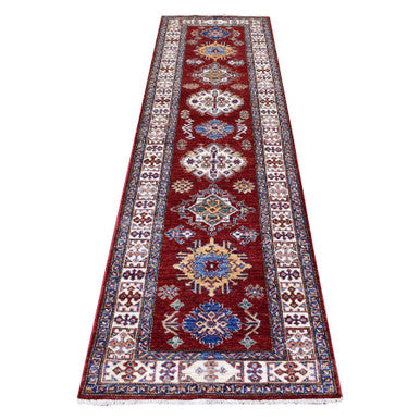 Kazak Wool Hand Knotted Rug Red Ivory 2.6X8.10 -O068034