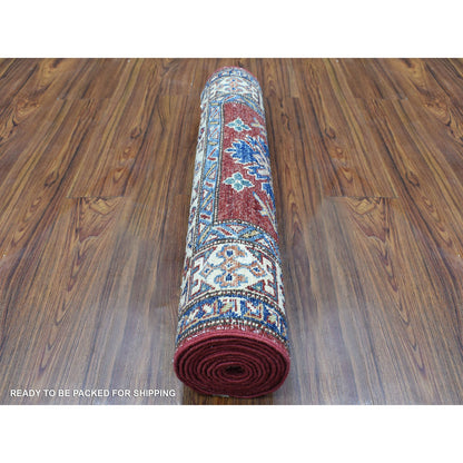 Kazak Wool Hand Knotted Rug Red Ivory 2.6X8.10 -O068034