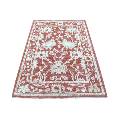 Oushak And Peshawar Wool Hand Knotted Rug Red Red 4.0X5.9 -O068041