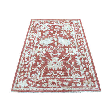 Oushak And Peshawar Wool Hand Knotted Rug Red Red 4.0X5.9 -O068041