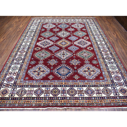 Kazak Wool Hand Knotted Rug Red Ivory 8.1X10.0 -O068058