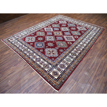 Kazak Wool Hand Knotted Rug Red Ivory 8.1X10.0 -O068058