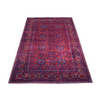 Tribal & Geometric Wool Hand Knotted Rug Red Red 3.10X5.9 -O068070
