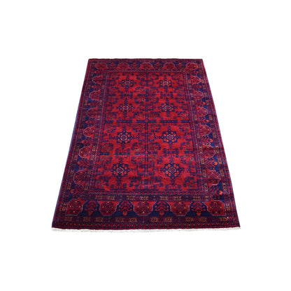 Tribal & Geometric Wool Hand Knotted Rug Red Blue 3.4X5.0 -O068089