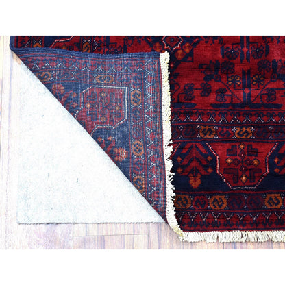 Tribal & Geometric Wool Hand Knotted Rug Red Blue 3.4X5.0 -O068089