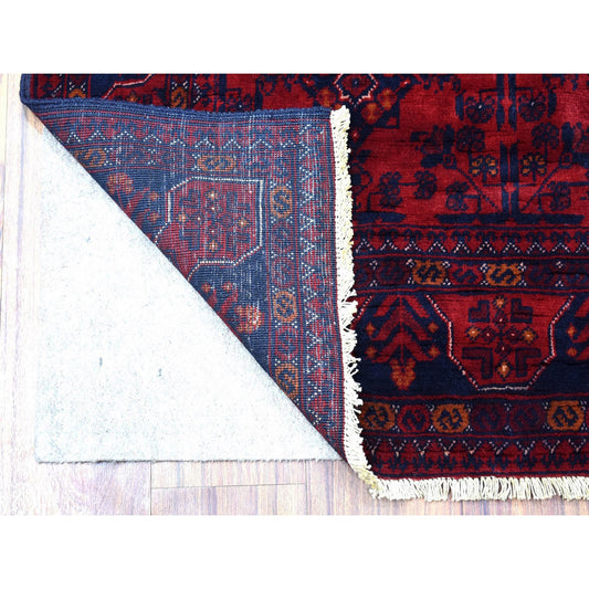 Tribal & Geometric Wool Hand Knotted Rug Red Blue 3.4X5.0 -O068089