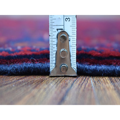 Tribal & Geometric Wool Hand Knotted Rug Red Blue 3.4X5.0 -O068089