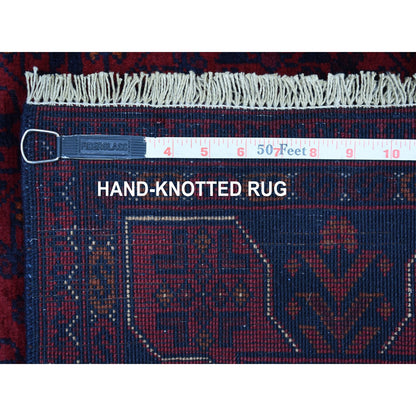 Tribal & Geometric Wool Hand Knotted Rug Red Blue 3.4X5.0 -O068089