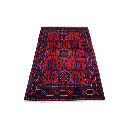 Tribal & Geometric Wool Hand Knotted Rug Red Blue 3.4X5.1 -O068090