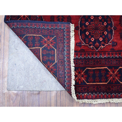 Tribal & Geometric Wool Hand Knotted Rug Red Blue 3.4X5.1 -O068090