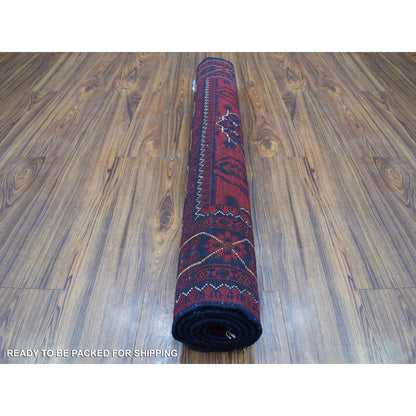 Tribal & Geometric Wool Hand Knotted Rug Red Blue 3.4X5.1 -O068090