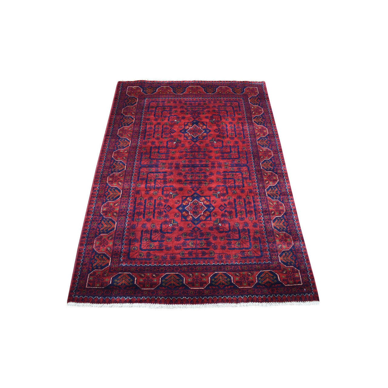 Tribal & Geometric Wool Hand Knotted Rug Red Red 3.3X5.0 -O068092