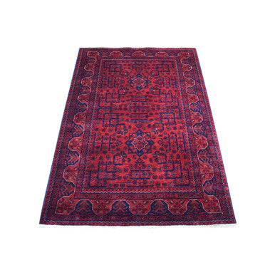 Tribal & Geometric Wool Hand Knotted Rug Red Red 3.4X4.9 -O068095