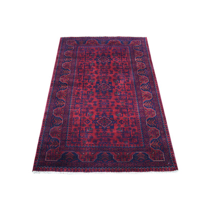 Tribal & Geometric Wool Hand Knotted Rug Red Blue 3.3X5.0 -O068096