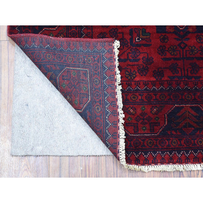 Tribal & Geometric Wool Hand Knotted Rug Red Blue 3.3X5.0 -O068096