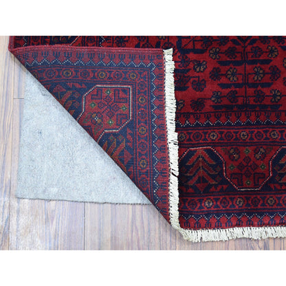 Tribal & Geometric Wool Hand Knotted Rug Red Blue 3.4X4.9 -O068098