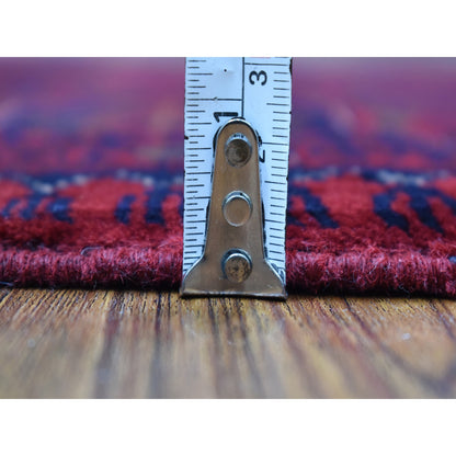 Tribal & Geometric Wool Hand Knotted Rug Red Blue 3.4X4.9 -O068098