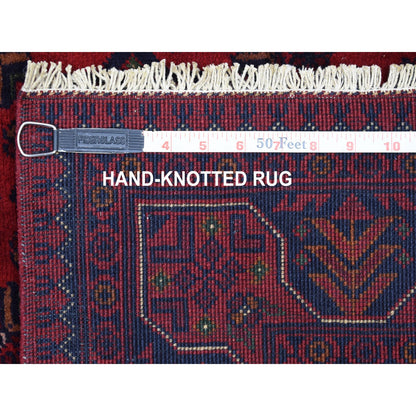 Tribal & Geometric Wool Hand Knotted Rug Red Blue 3.4X4.9 -O068098