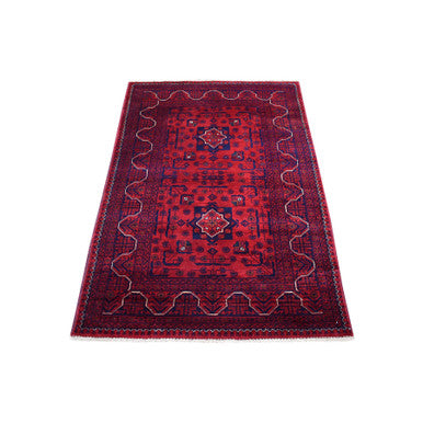 Tribal & Geometric Wool Hand Knotted Rug Red Red 3.3X4.10 -O068099
