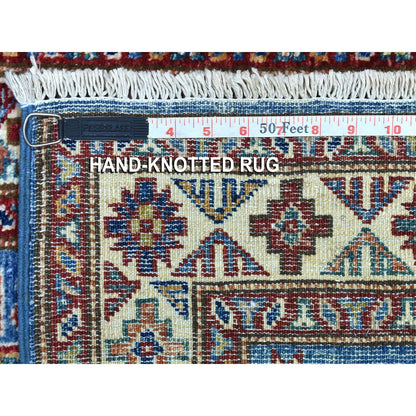 Kazak Wool Hand Knotted Rug Blue Ivory 2.0X3.2 -O068109