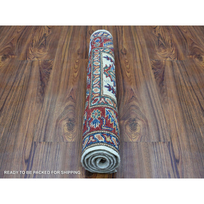 Kazak Wool Hand Knotted Rug Ivory Red 2.1X2.10 -O068128