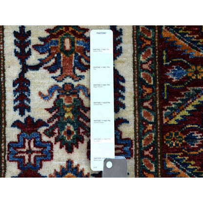 Kazak Wool Hand Knotted Rug Ivory Red 2.1X3.0 -O068136