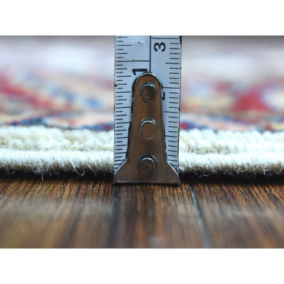 Kazak Wool Hand Knotted Rug Ivory Red 2.1X3.0 -O068136