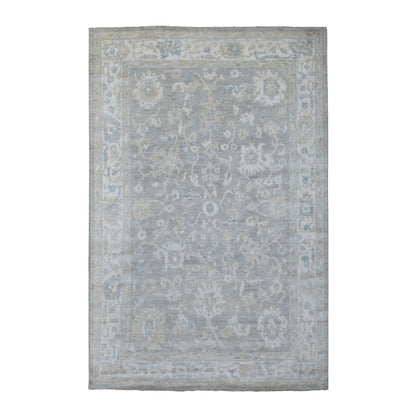Oushak And Peshawar Wool Hand Knotted Rug Grey Ivory 6.0X9.2 -O068142