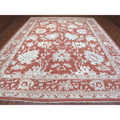 Oushak And Peshawar Wool Hand Knotted Rug Red Red 11.9X14.9 -O068145