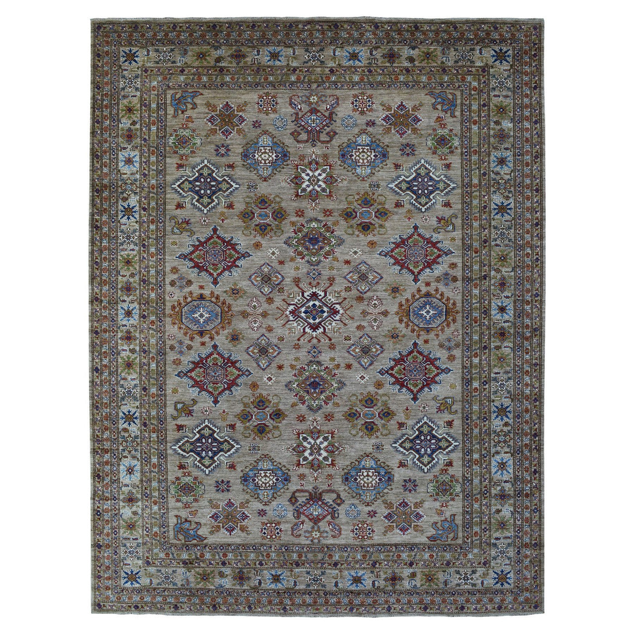 Beige 9'0" x 11'9" Kazak Hand knotted Wool Rug - Sku: O068154