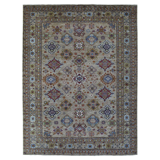 Kazak Wool Hand Knotted Rug Beige Beige 9.0X11.9 -O068154